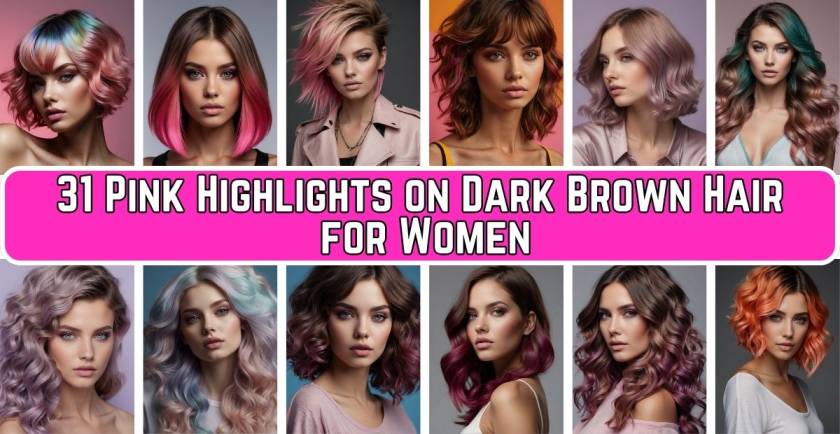 Pink Highlights on Dark Brown Hair for Women