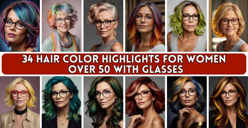 Hair Color Highlights for Women Over 50 with Glasses